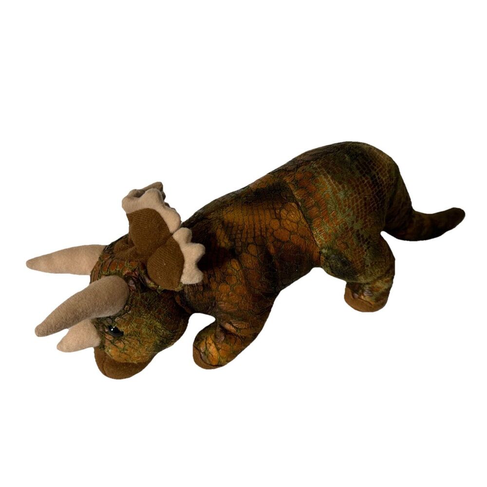 Triceratops Three Horn Dinosaur Plush Stuffed 12" L Douglas Cuddle Toys Green